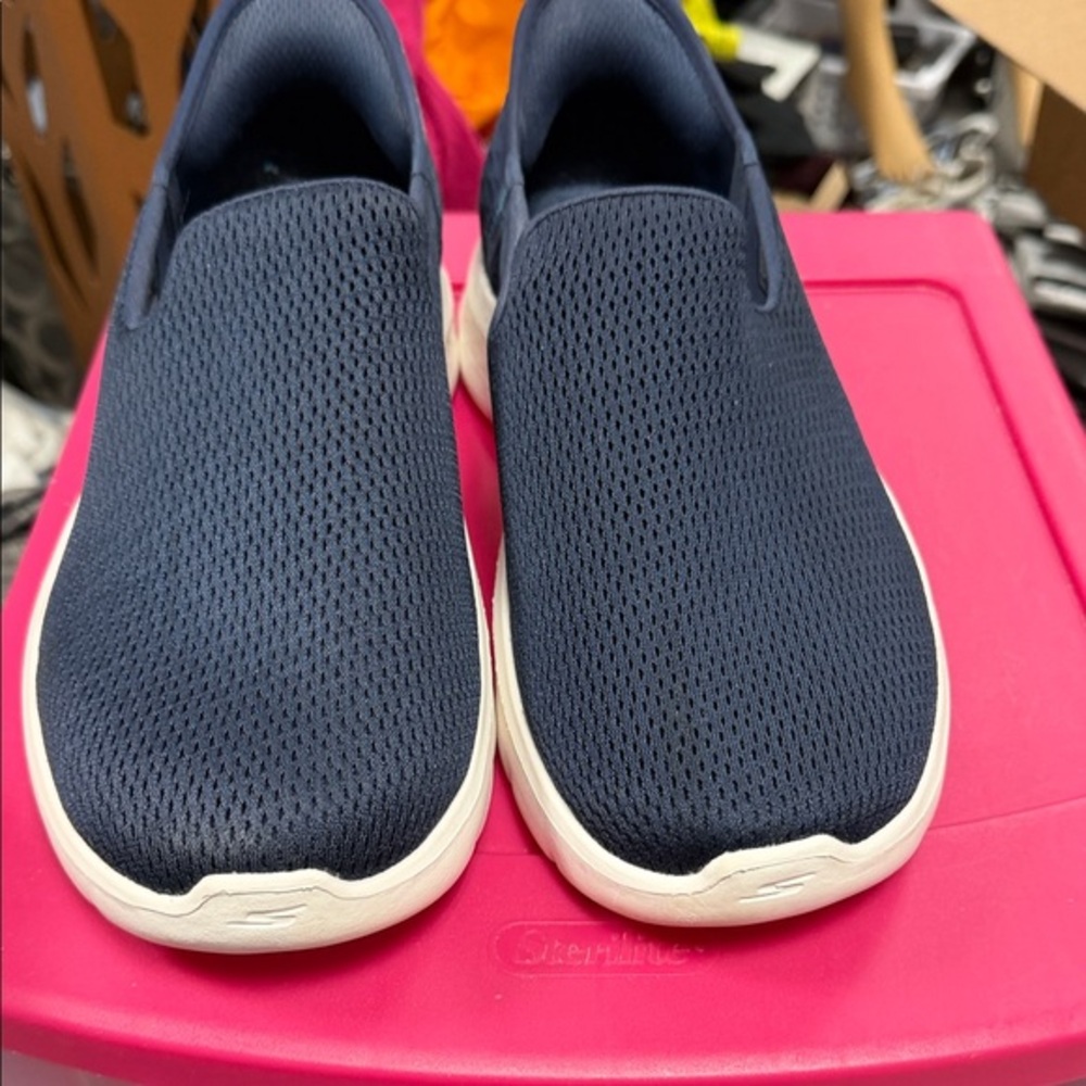 blue Skechers GO WALK Flex slip-on sneakers, often referred to as "Slip-ins" - Picture 1 of 5